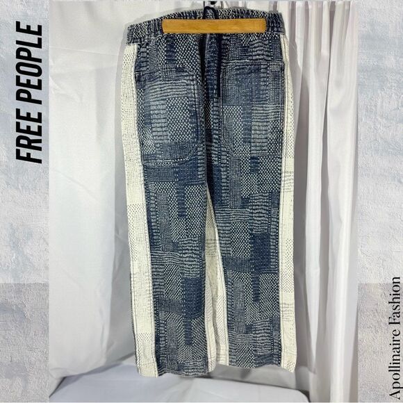 WE THE FREE MISFIT BORO REVERSIBLE HAREM JEANS IN NAVY WHITE COMBO NEW - Picture 8 of 13